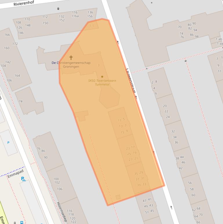 Kaart van postcodegebied 9725HD.