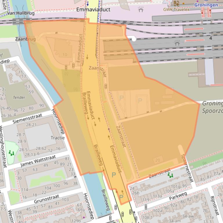 Kaart van postcodegebied 9725HW.