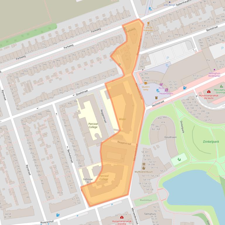 Kaart van postcodegebied 9725KA.