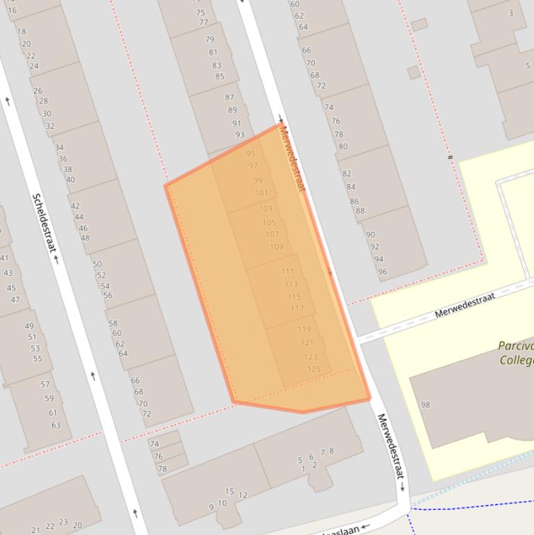 Kaart van postcodegebied 9725KC.