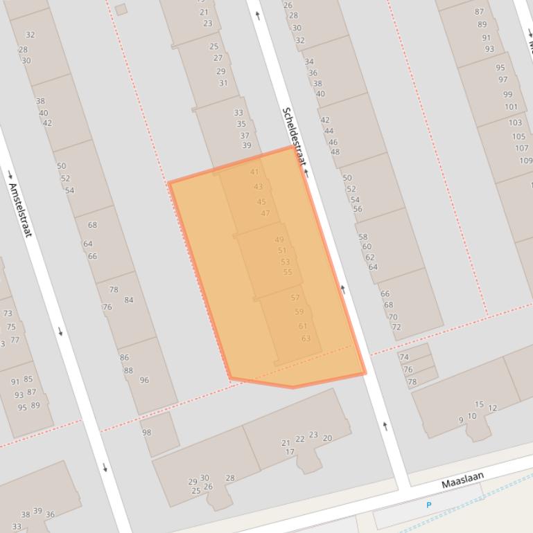 Kaart van postcodegebied 9725KP.