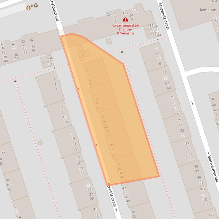 Kaart van postcodegebied 9725KR.