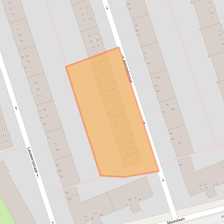 Kaart van postcodegebied 9725KV.