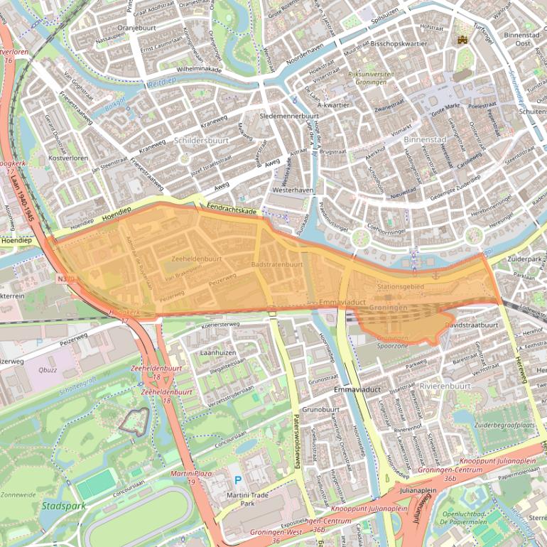 Kaart van postcodegebied 9726.