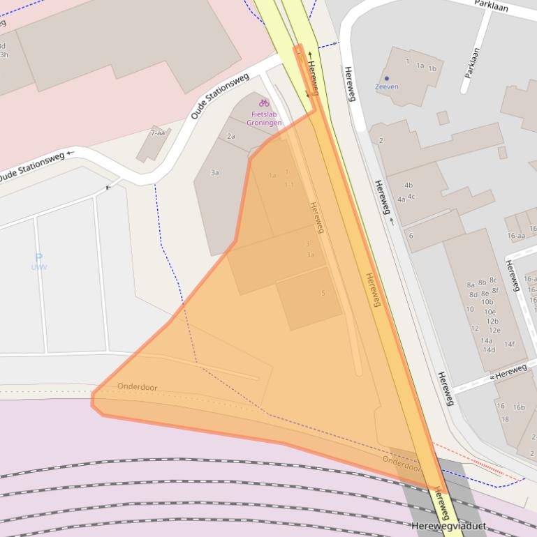 Kaart van postcodegebied 9726AA.