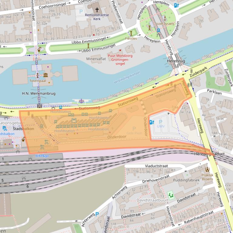 Kaart van postcodegebied 9726AC.