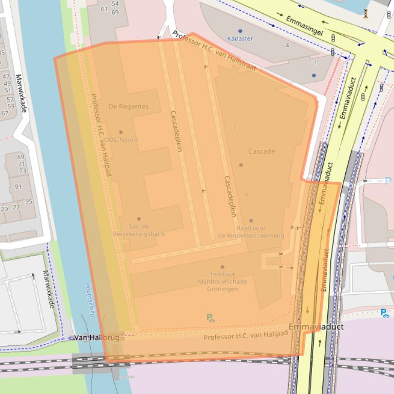 Kaart van postcodegebied 9726AD.