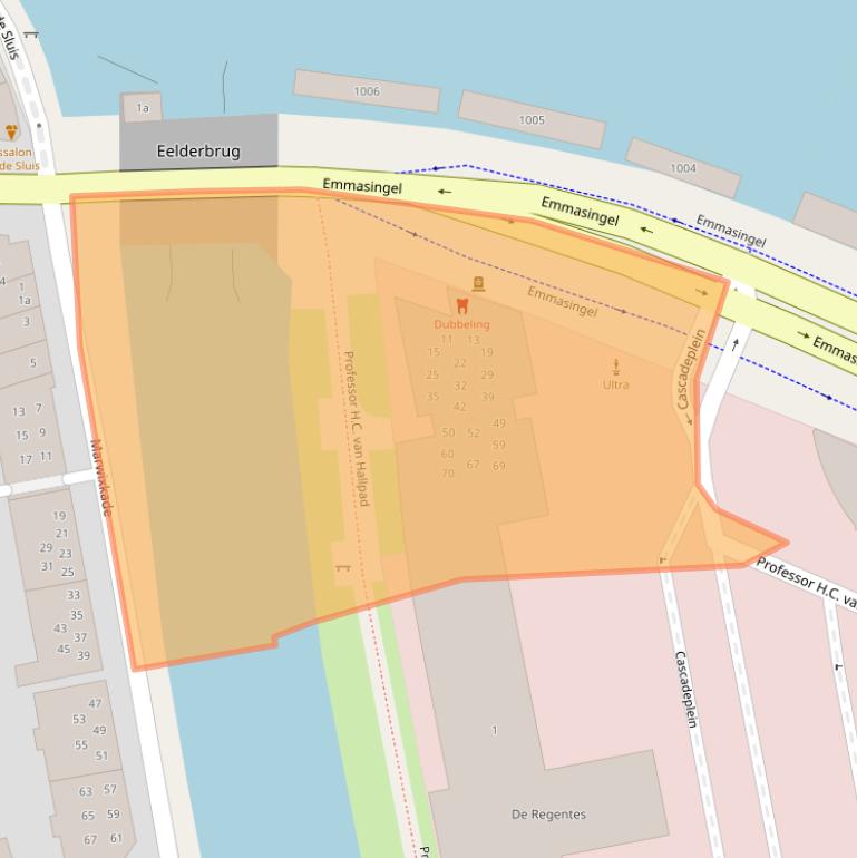 Kaart van postcodegebied 9726AJ.