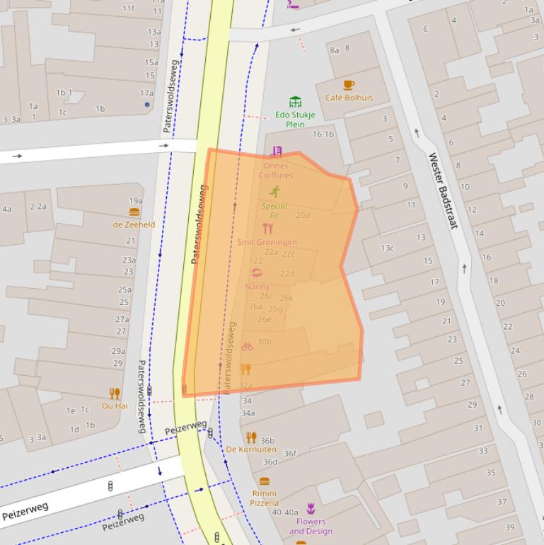 Kaart van postcodegebied 9726BD.