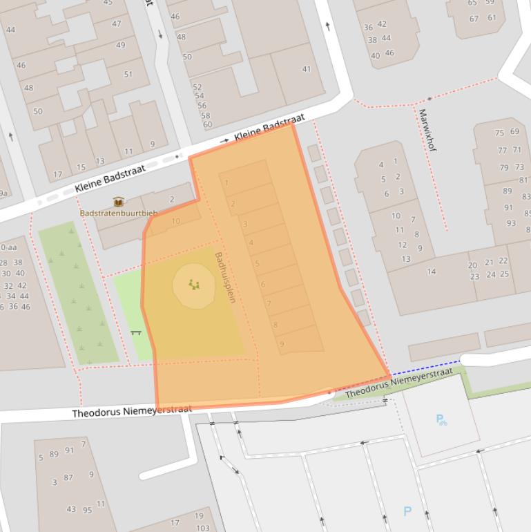 Kaart van postcodegebied 9726BS.