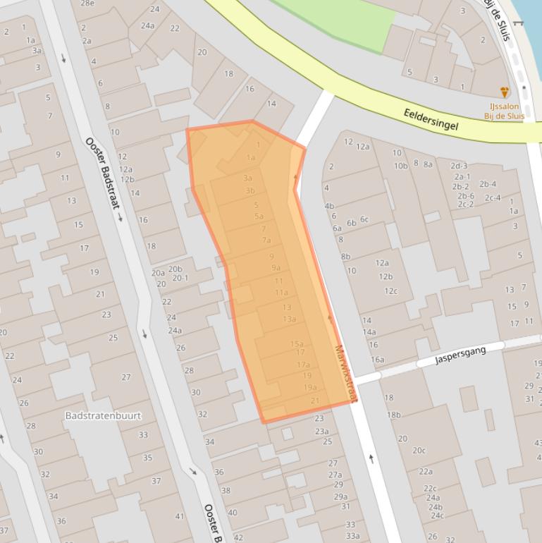 Kaart van postcodegebied 9726CA.