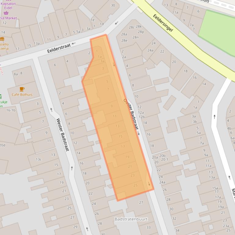 Kaart van postcodegebied 9726CJ.