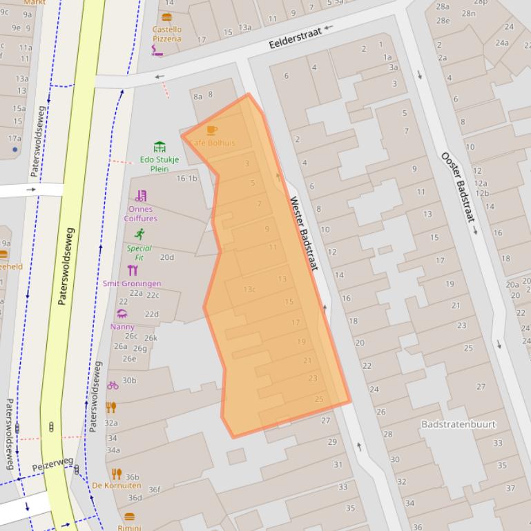 Kaart van postcodegebied 9726CN.