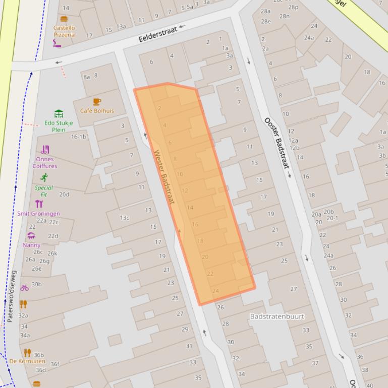 Kaart van postcodegebied 9726CR.