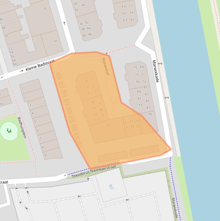 Kaart van postcodegebied 9726CX.