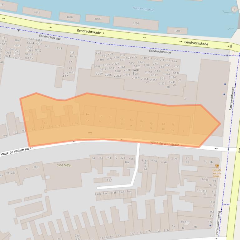 Kaart van postcodegebied 9726EA.