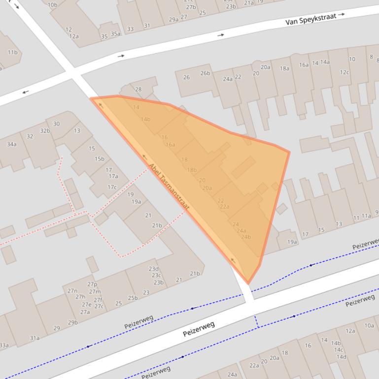 Kaart van postcodegebied 9726EJ.