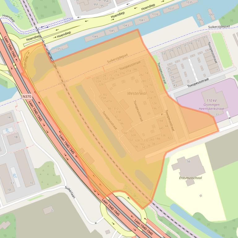 Kaart van postcodegebied 9726GA.