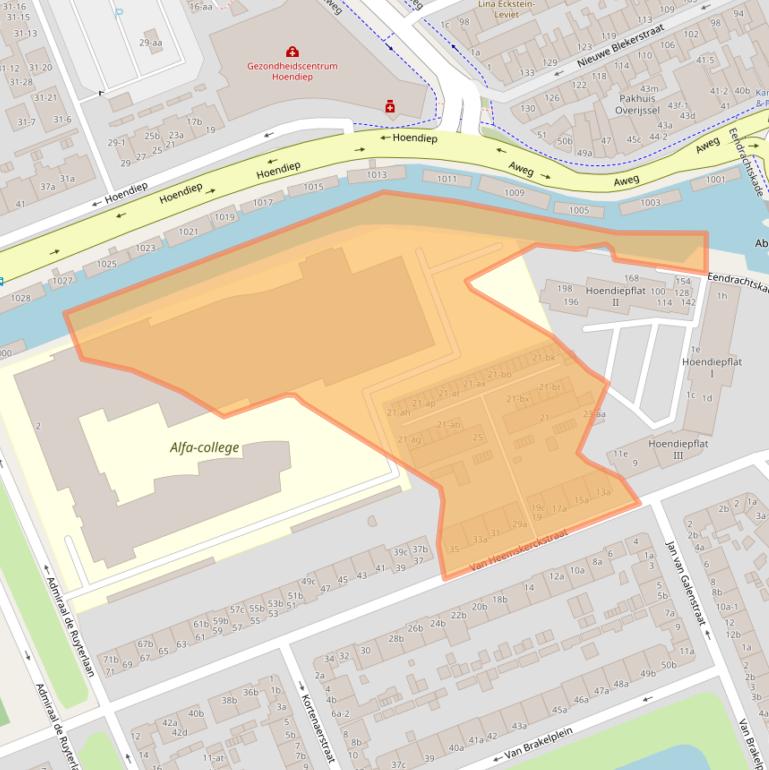 Kaart van postcodegebied 9726GC.