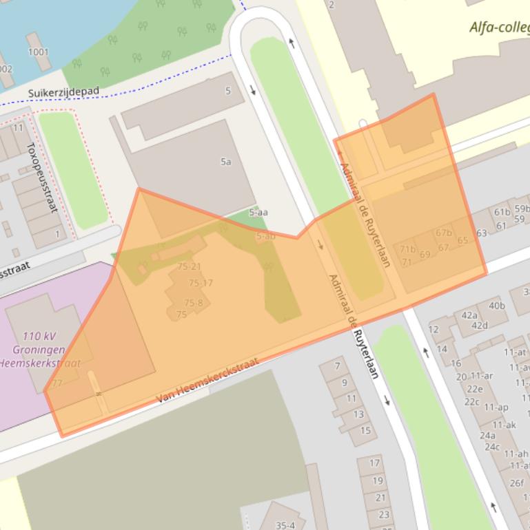 Kaart van postcodegebied 9726GH.