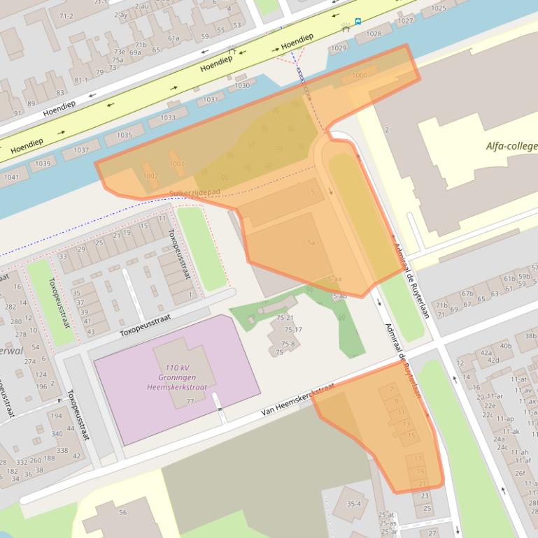 Kaart van postcodegebied 9726GN.