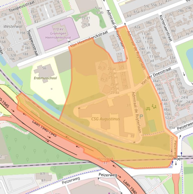 Kaart van postcodegebied 9726GP.