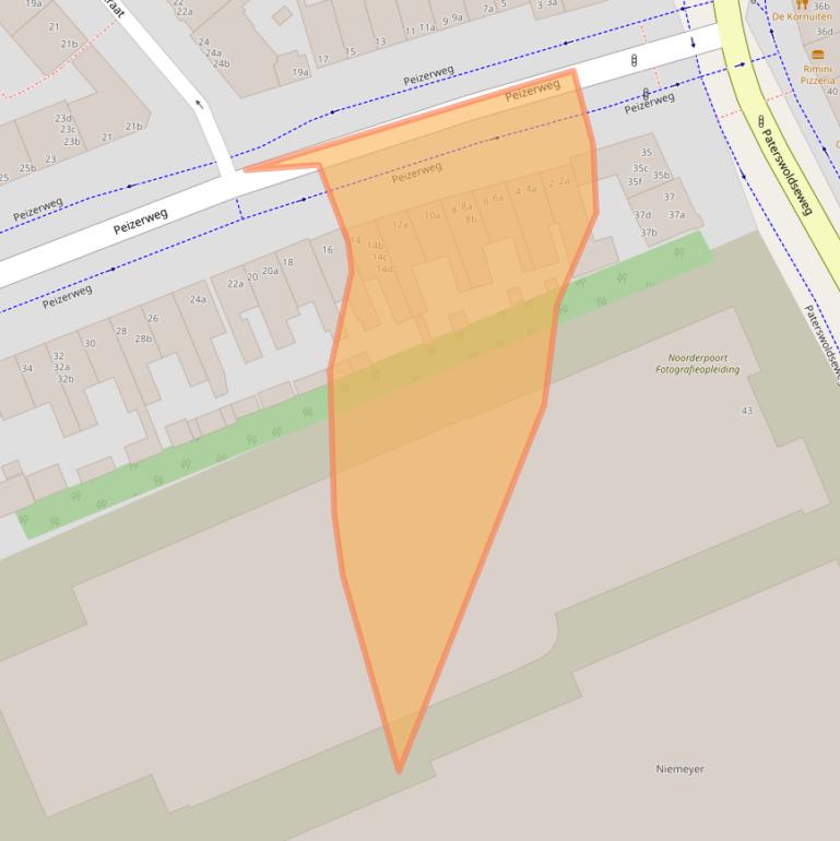 Kaart van postcodegebied 9726JH.