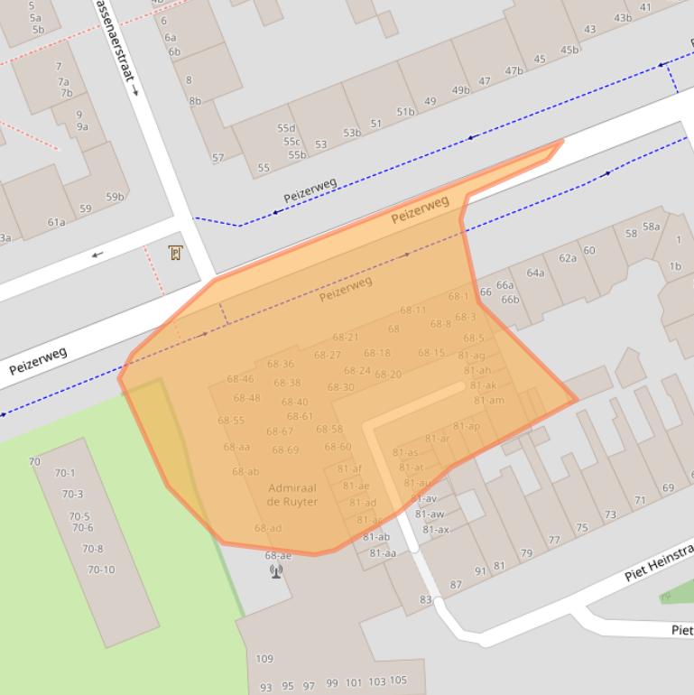 Kaart van postcodegebied 9726JM.