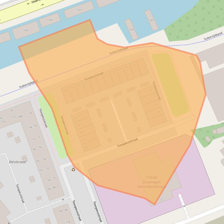 Kaart van postcodegebied 9726KA.