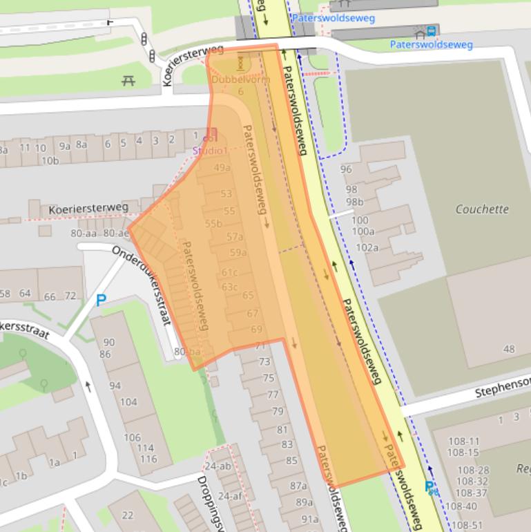 Kaart van postcodegebied 9727BA.