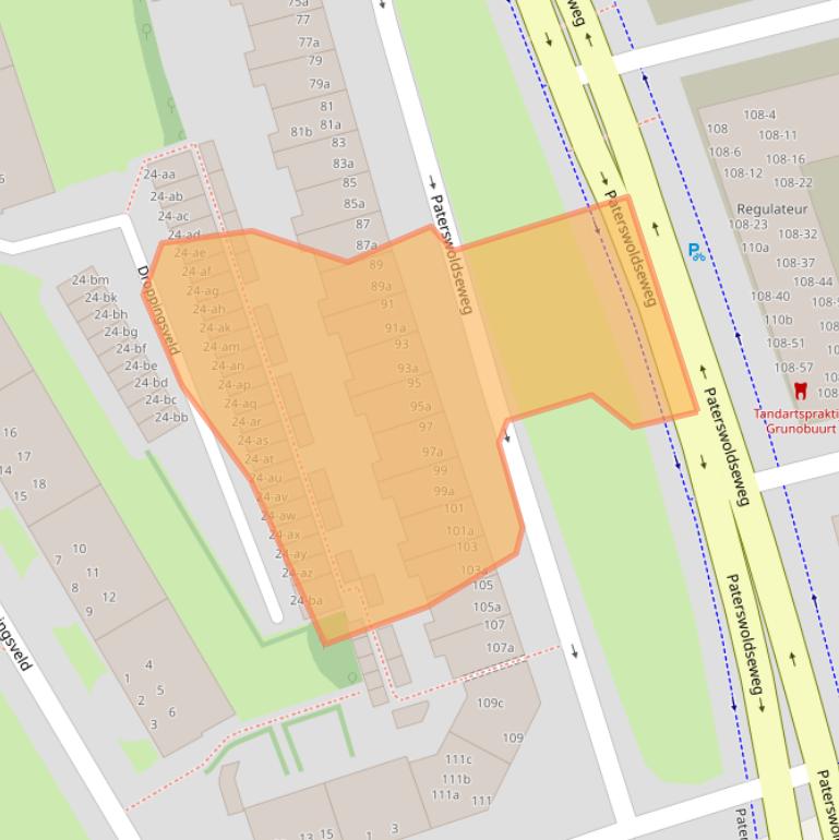 Kaart van postcodegebied 9727BC.