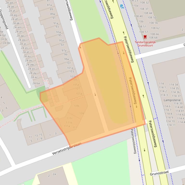 Kaart van postcodegebied 9727BD.