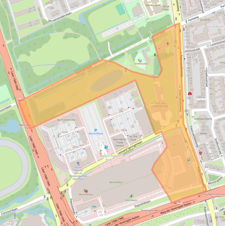 Kaart van postcodegebied 9727BE.