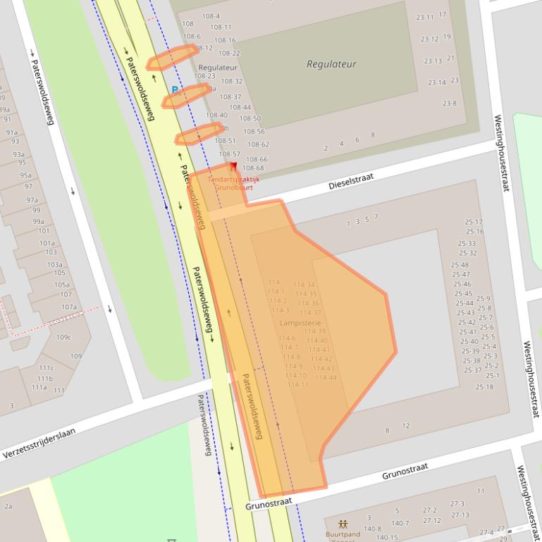 Kaart van postcodegebied 9727BJ.