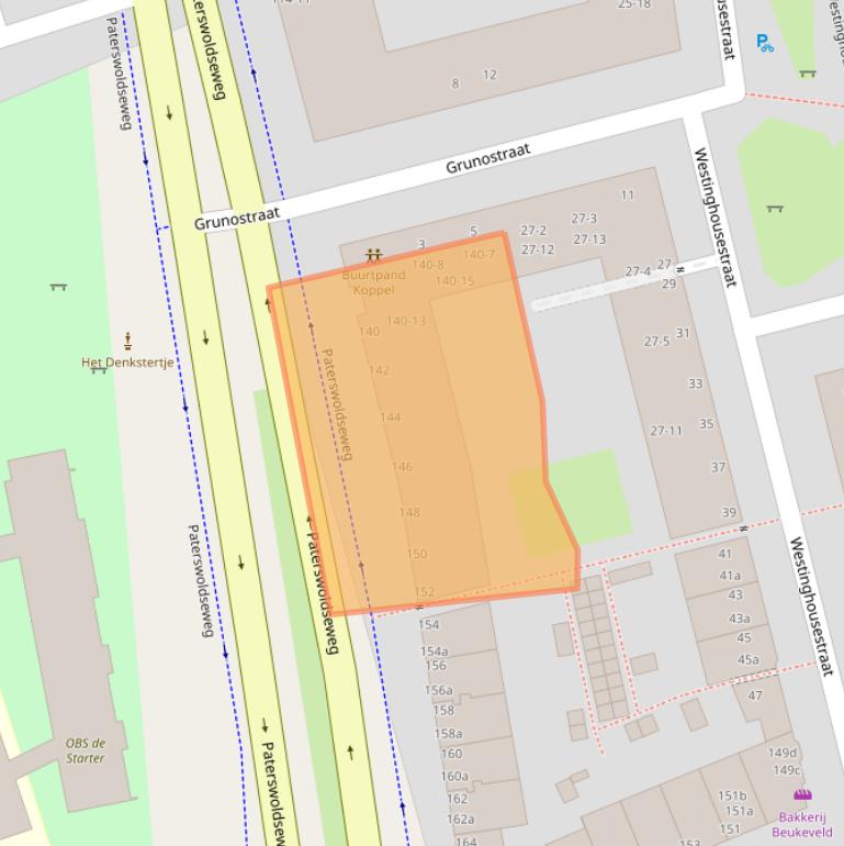 Kaart van postcodegebied 9727BK.