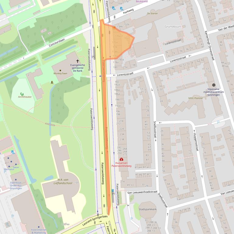 Kaart van postcodegebied 9727BN.