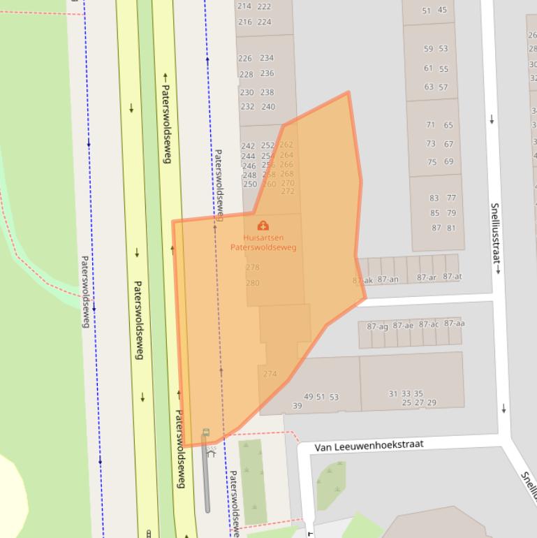 Kaart van postcodegebied 9727BT.