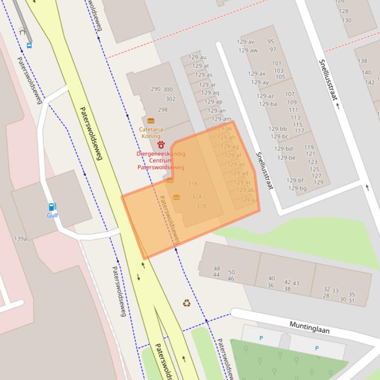 Kaart van postcodegebied 9727BX.