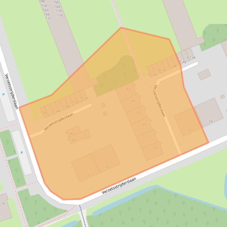 Kaart van postcodegebied 9727CC.