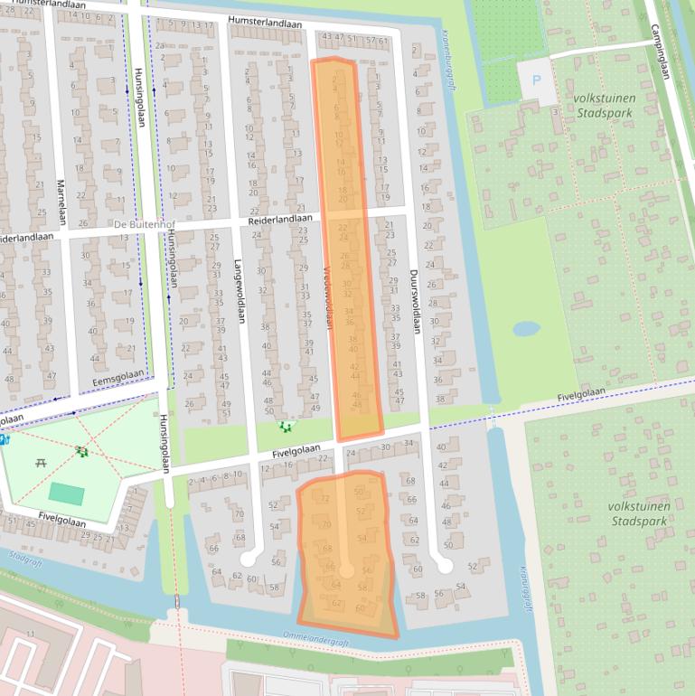 Kaart van postcodegebied 9727DG.