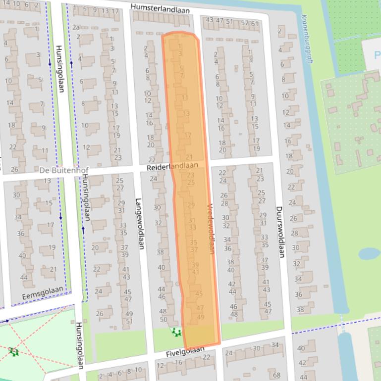 Kaart van postcodegebied 9727DH.