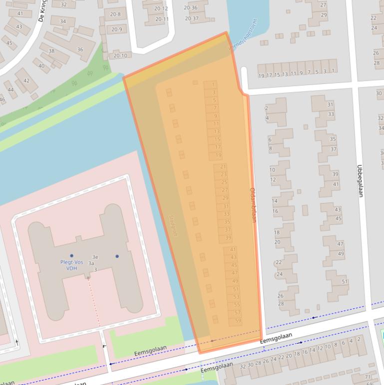 Kaart van postcodegebied 9727DM.