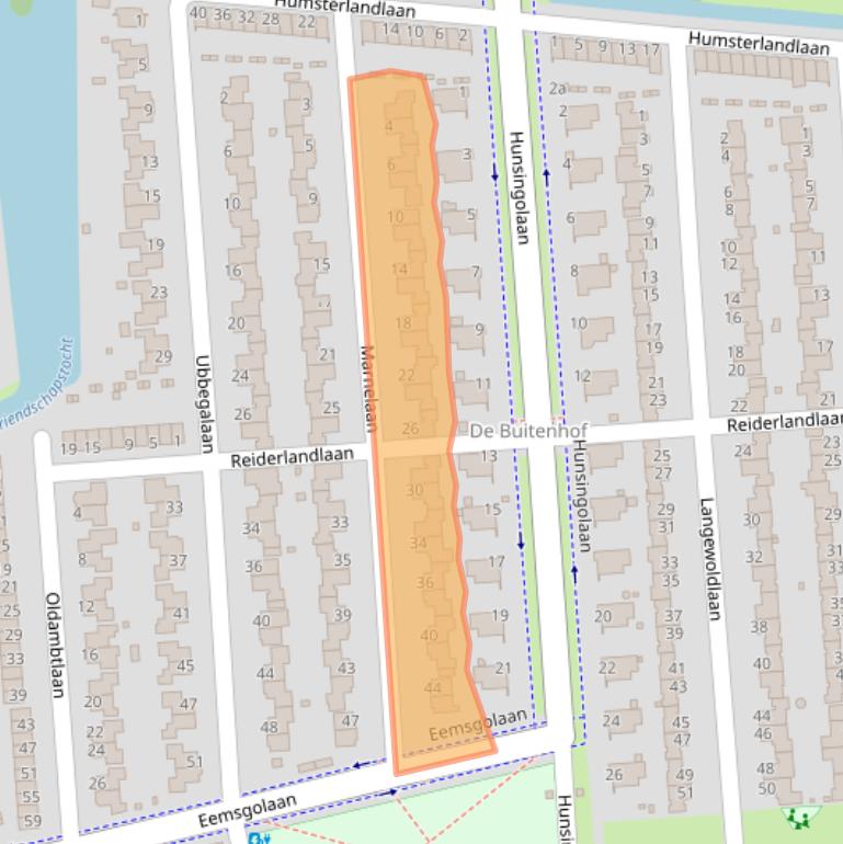 Kaart van postcodegebied 9727DN.