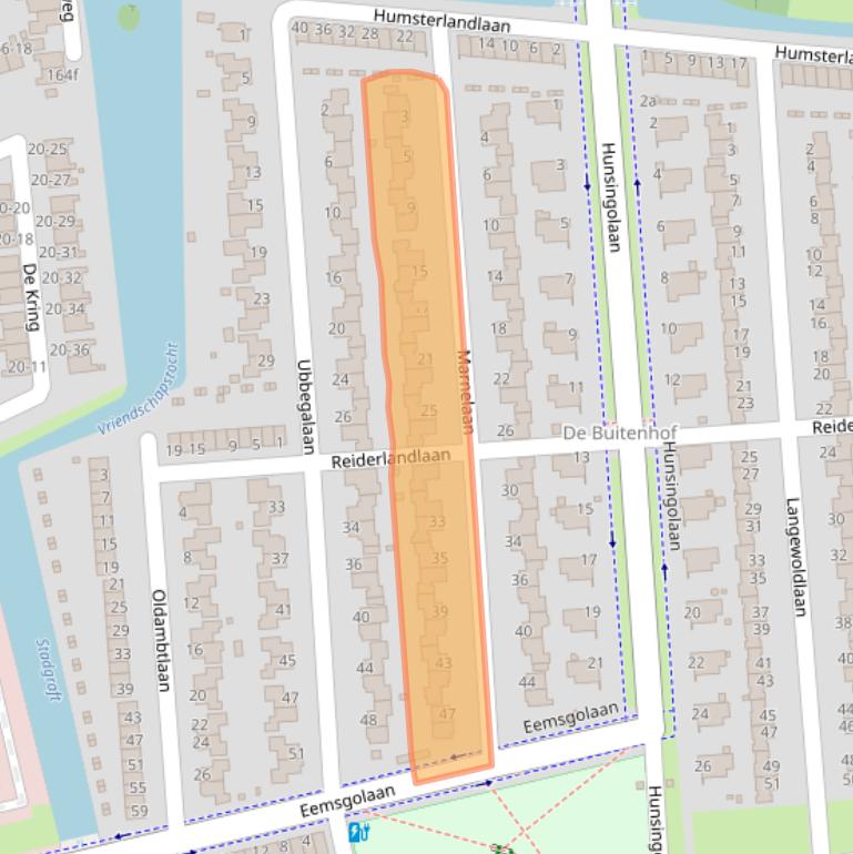 Kaart van postcodegebied 9727DS.