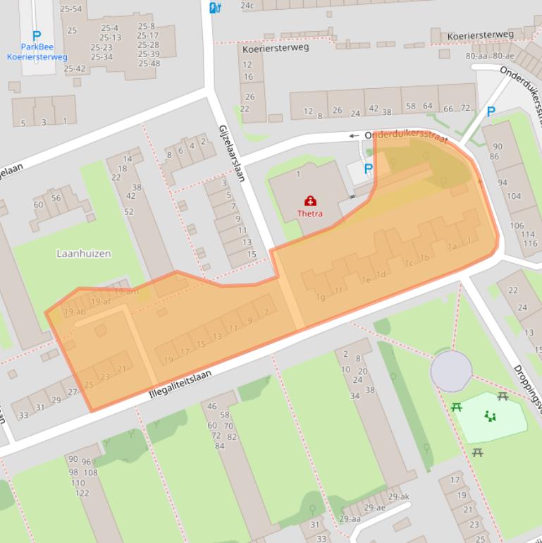 Kaart van postcodegebied 9727EA.