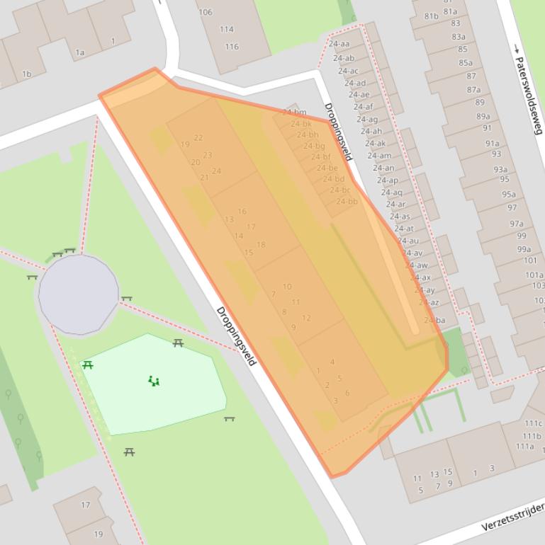 Kaart van postcodegebied 9727EH.