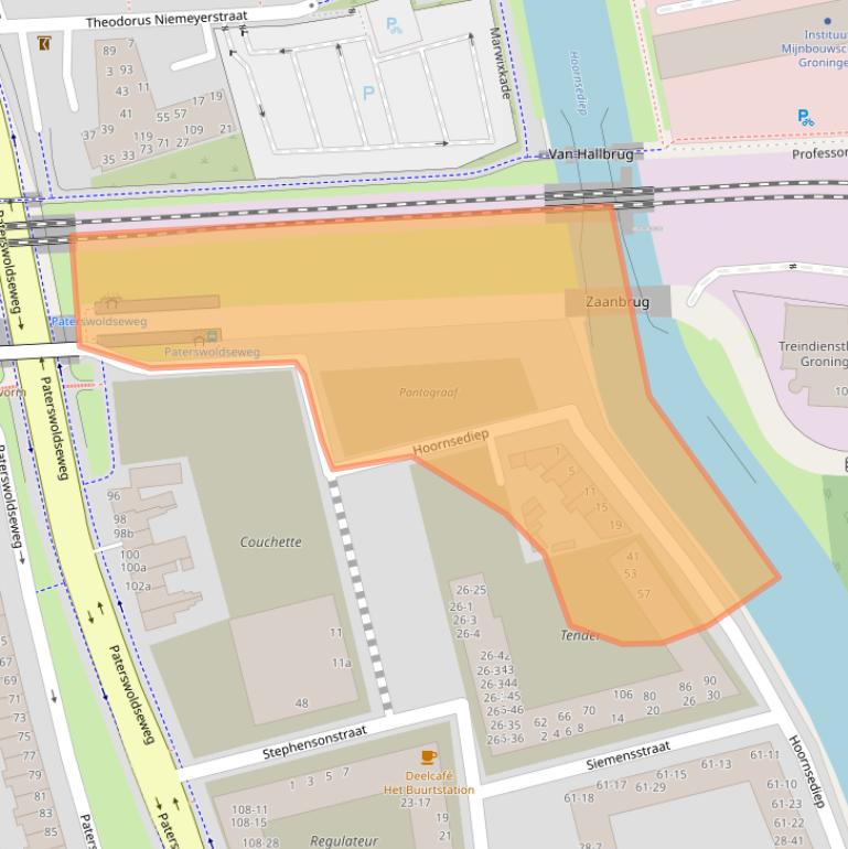 Kaart van postcodegebied 9727GA.