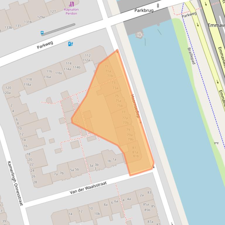 Kaart van postcodegebied 9727GE.