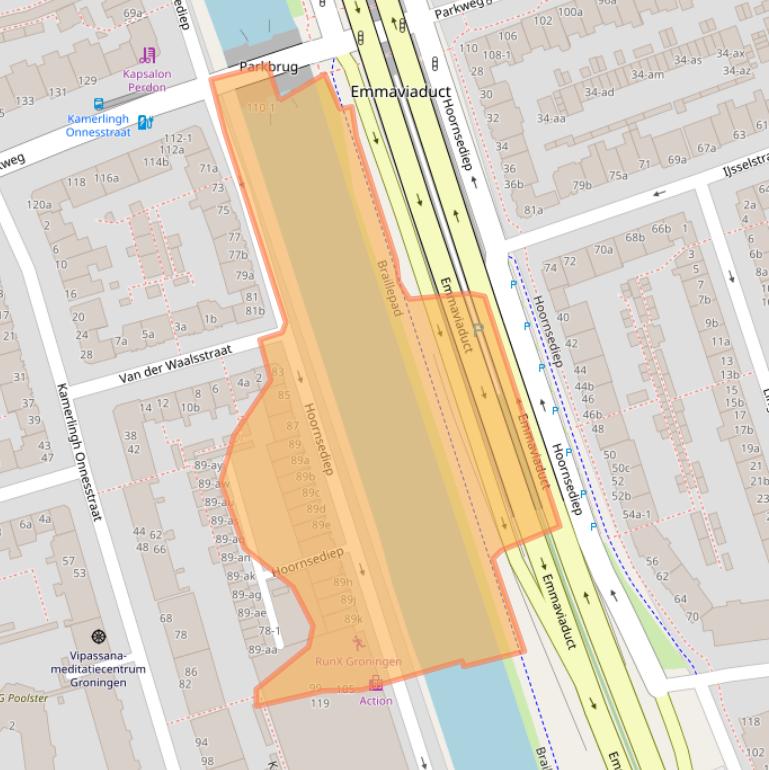 Kaart van postcodegebied 9727GG.