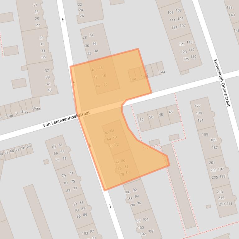 Kaart van postcodegebied 9727JE.